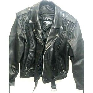 Himalaya Motor Biker Men's Motorcycle Leather Fall Winter Black Jacket Belt XL